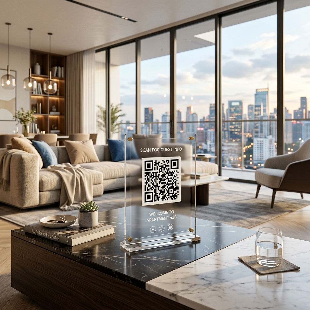 Premium QR Code Display in Apartment